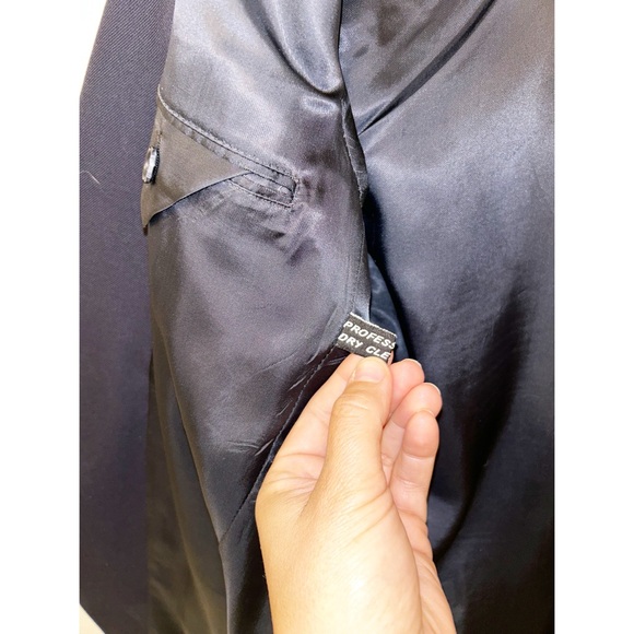 Vintage SAINT LAURENT Oversized Menβs NAVY blazer with Gold Logo buttons SZ: L - Picture 11 of 14